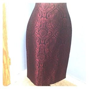 Worthington Red Patterned Pencil Skirt
